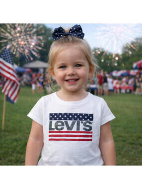 Levi’s Girl’s Shirt Stars & Stripes Red White & Blue 4th Of July Graphic Tee 3T